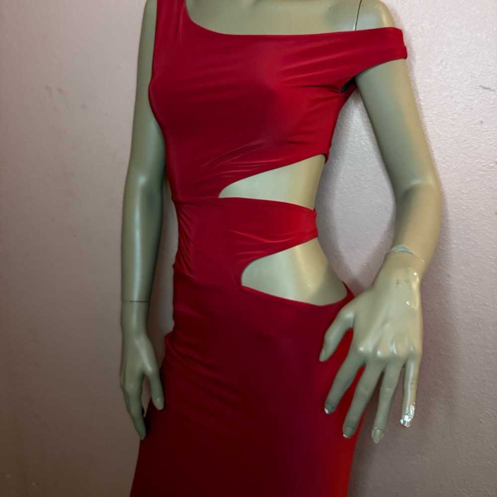 Windsor Red Cutout One-Shoulder Midi Dress – Size S (NWT) - Picture 15 of 15